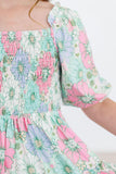 Minty Meadow Smocked Ruffle Dress - Aaria Tees Aaria Tees