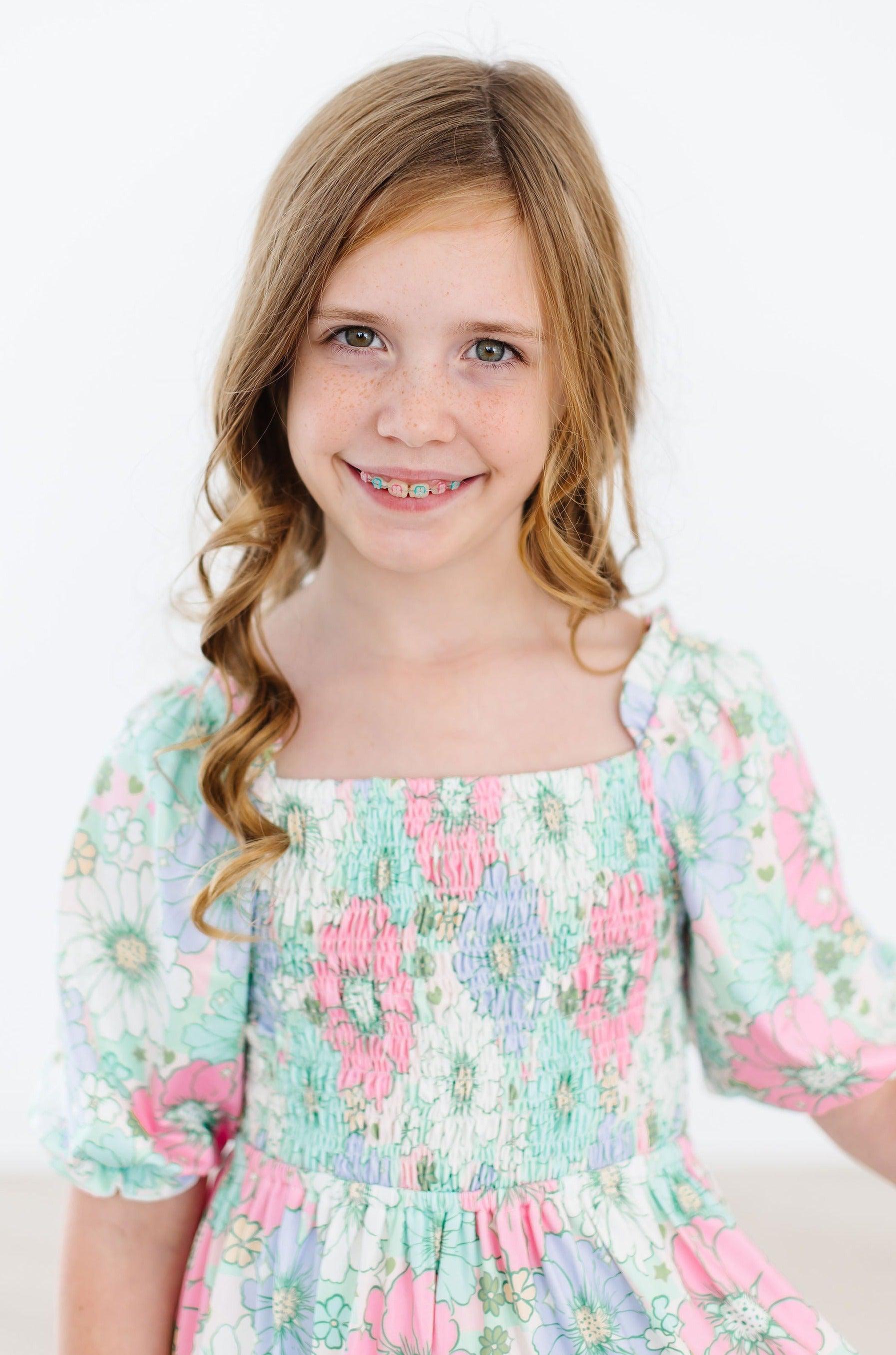 Minty Meadow Smocked Ruffle Dress - Aaria Tees Aaria Tees