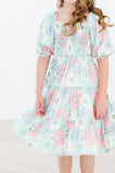 Minty Meadow Smocked Ruffle Dress - Aaria Tees Aaria Tees