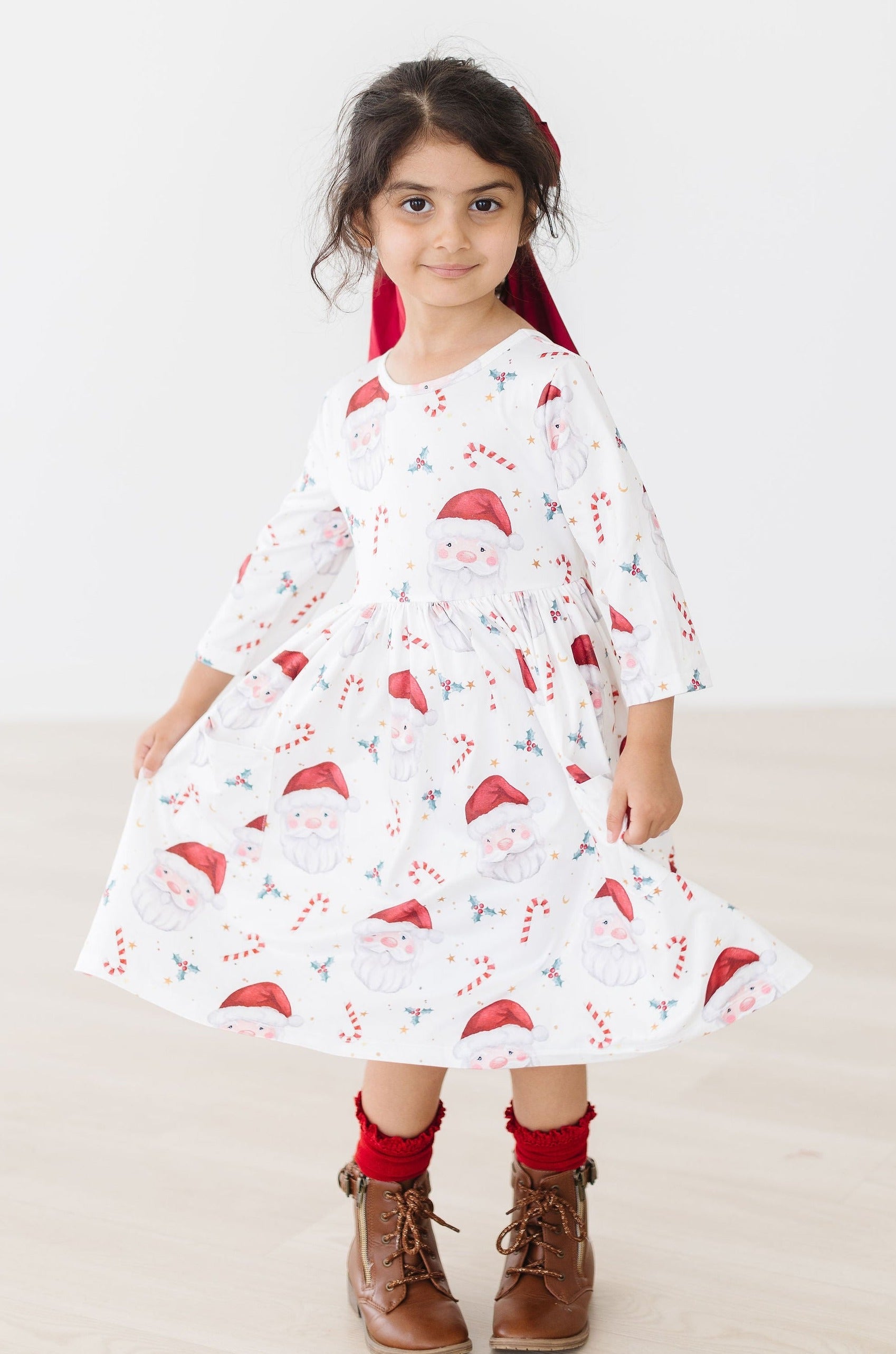 Mistletoe Magic 3/4 Sleeve Pocket Twirl Dress - Aaria Tees Aaria Tees