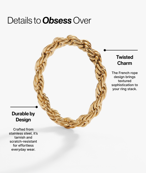 Frozen French Rope Ring - Aaria Tees Aaria Tees