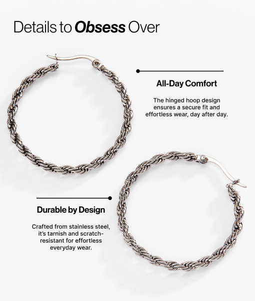 Frozen French Rope Hoop Earrings - Aaria Tees Aaria Tees