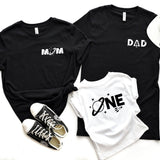 Mom Space Themed & Dad Space Themed Birthday party T-shirt (corner) - Aaria Tees Aaria Tees