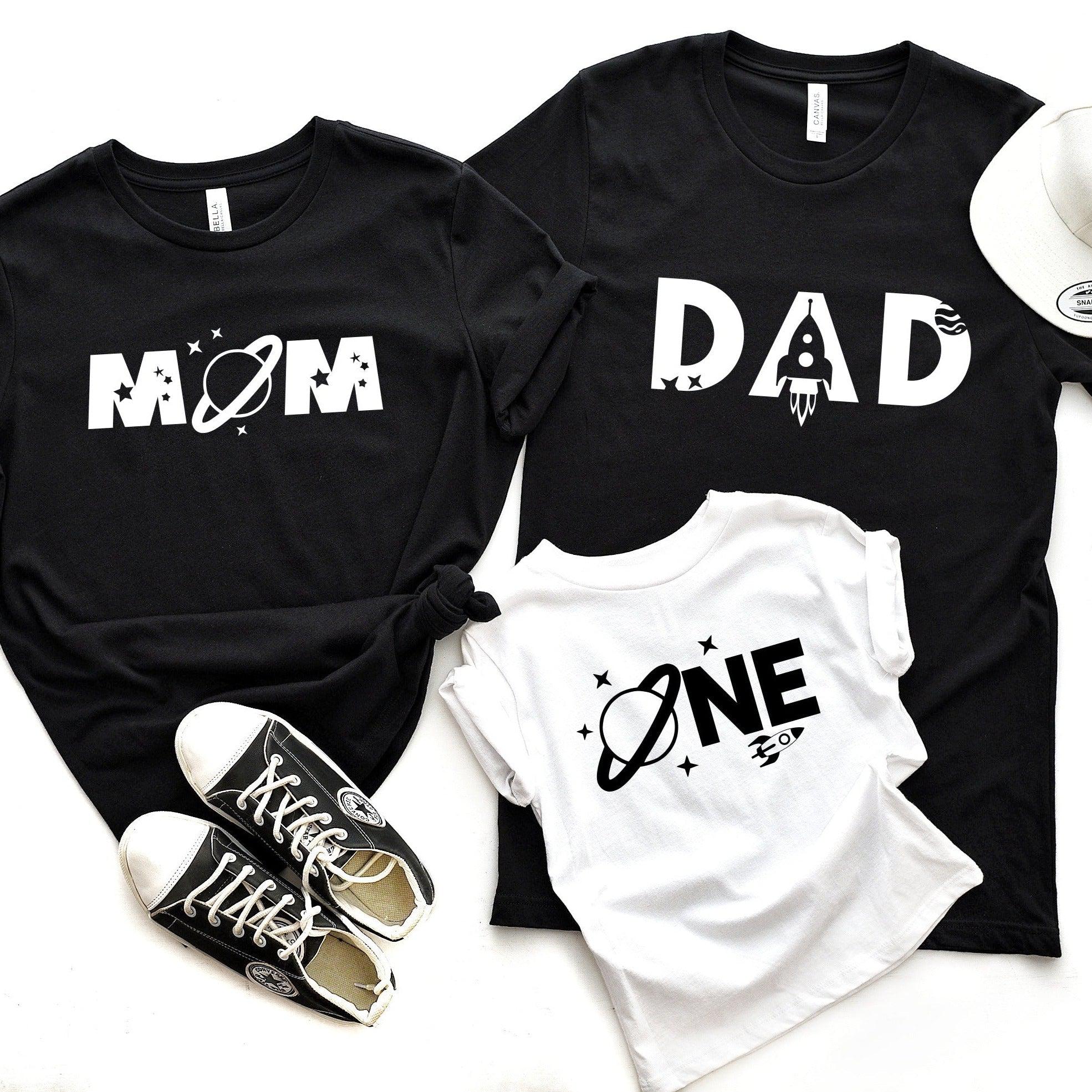 Mom Space Themed & Dad Space Themed Birthday party T-shirt - Aaria Tees Aaria Tees