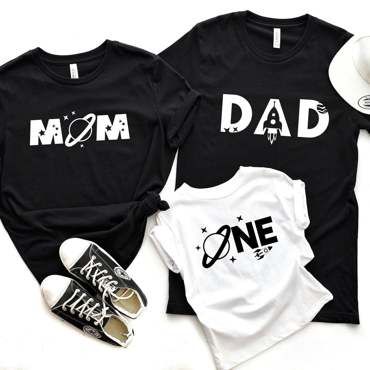 Mom Space Themed & Dad Space Themed Birthday party T-shirt - Aaria Tees