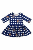 Montana State University Plaid Bobcat 3/4 Sleeve Twirl Bodysuit - Aaria Tees Aaria Tees
