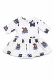 Montana State University White Bobcat 3/4 Sleeve Twirl Bodysuit - Aaria Tees Aaria Tees
