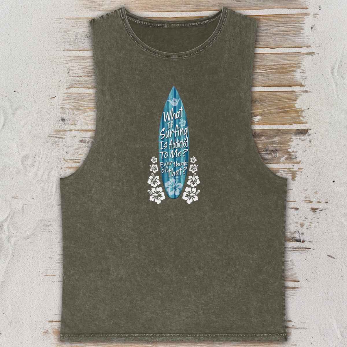 Stonewash Tank Top | Surfboard Graphic | Surf Humor - Aaria Tees Aaria Tees