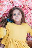 Mustard 3/4 Sleeve Pocket Twirl Dress - Aaria Tees Aaria Tees