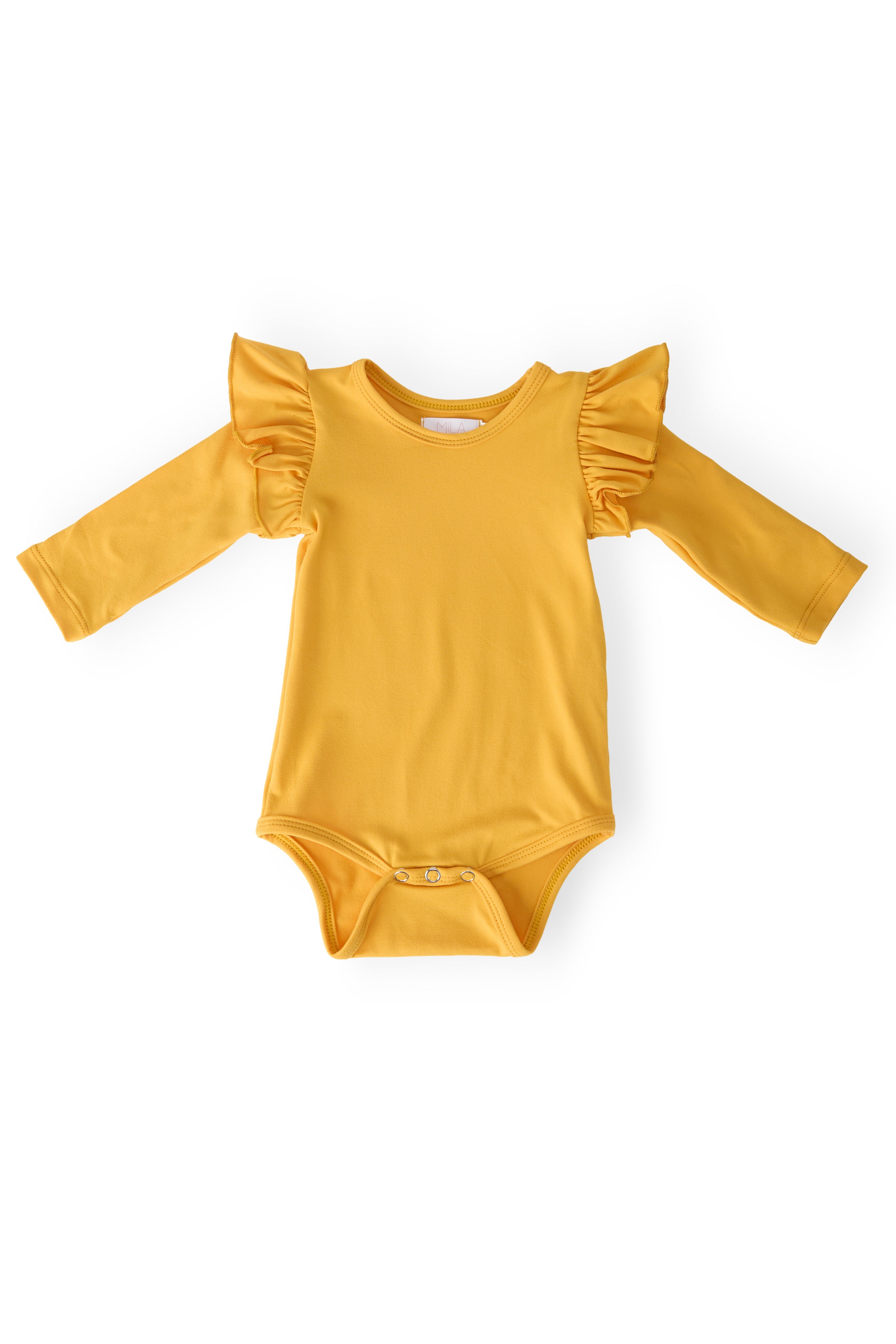 Mustard L/S Flutter Bodysuit - Aaria Tees Aaria Tees
