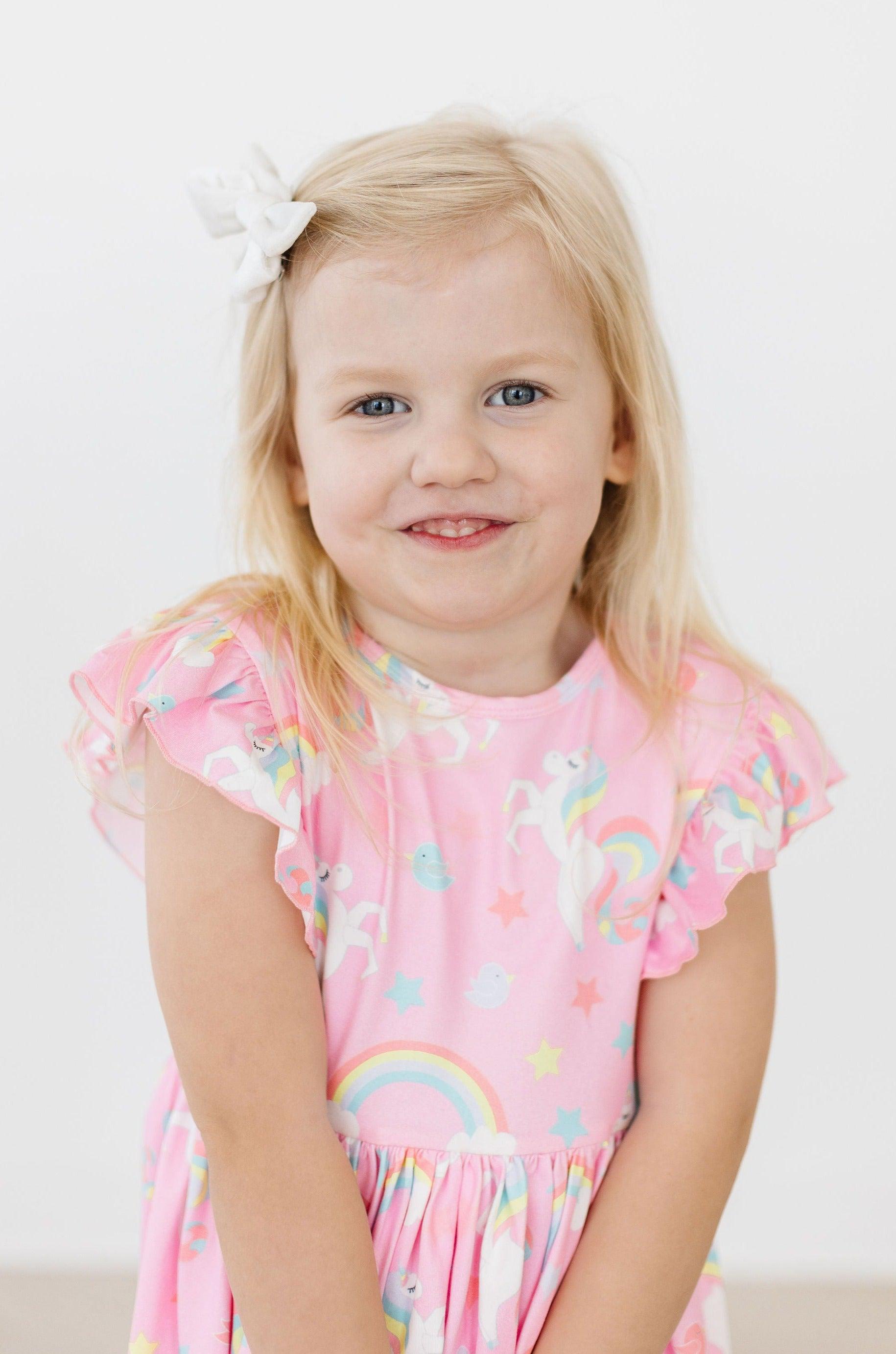 My Little Unicorn Flutter Sleeve Twirl Dress - Aaria Tees Aaria Tees