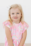 My Little Unicorn Flutter Sleeve Twirl Dress - Aaria Tees Aaria Tees