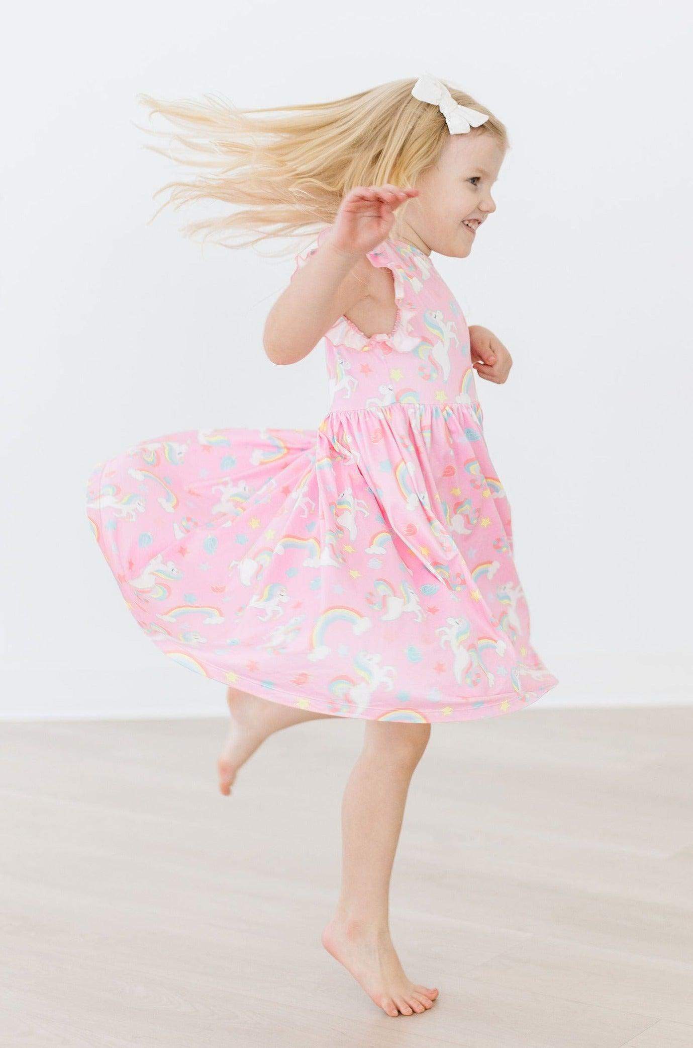 My Little Unicorn Flutter Sleeve Twirl Dress - Aaria Tees Aaria Tees