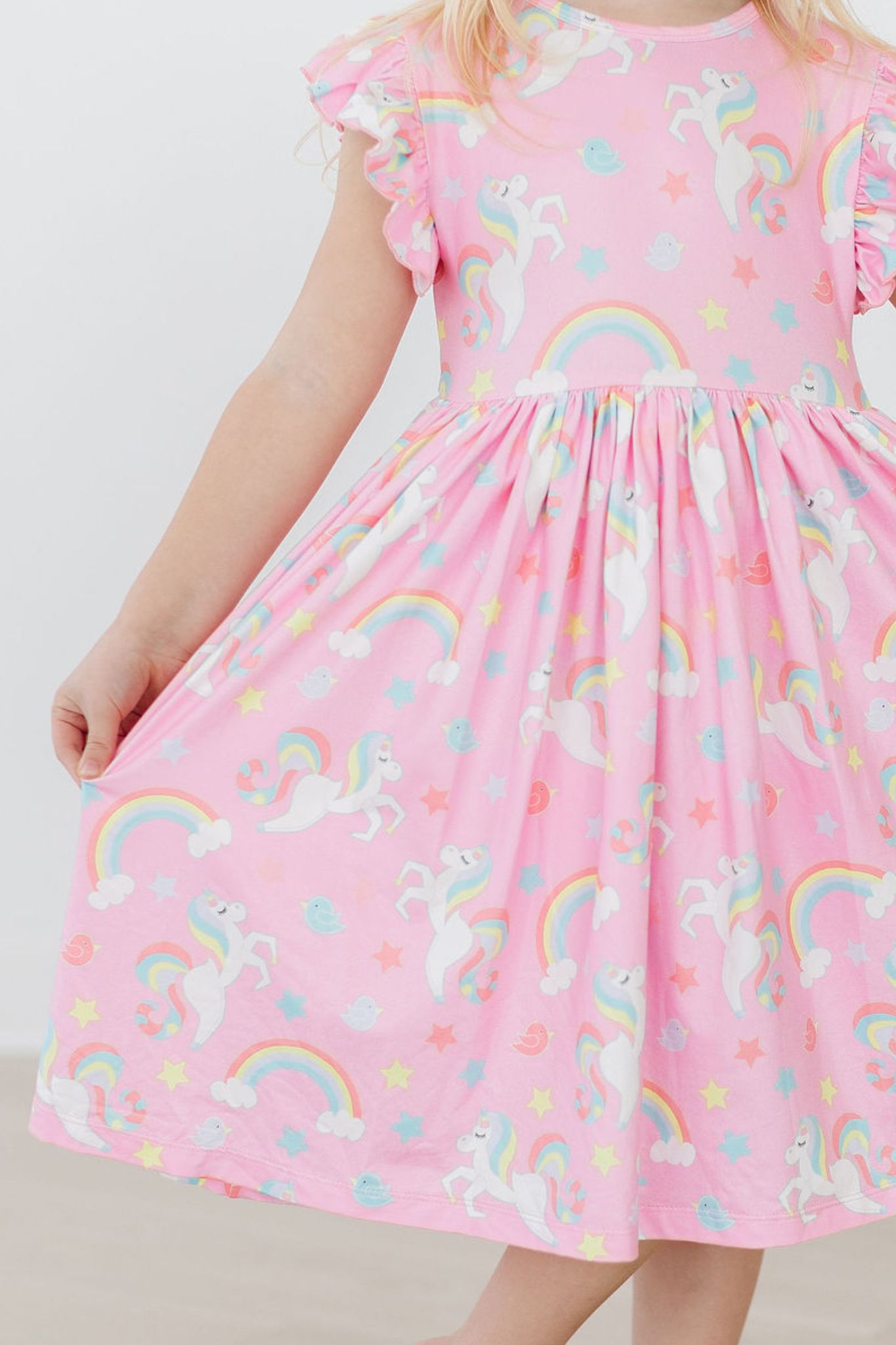 My Little Unicorn Flutter Sleeve Twirl Dress - Aaria Tees Aaria Tees