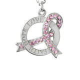 Faith Hope Love Pink Ribbon Pewter Necklace - Aaria Tees Aaria Tees
