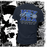 Nevada Blue & Grey Motorcycle Men's Heavyweight T-Shirt | Virginia City Motorcycle Co. - Aaria Tees Aaria Tees