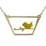 Bird On A Branch Sterling & Brass Necklace - Aaria Tees Aaria Tees