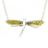 Swirling Dragonfly Sterling & Brass Necklace - Aaria Tees Aaria Tees