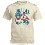 She Loves Jesus And America Too (Front) Aaria Tees