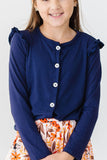 Navy Ruffle Cardigan - Aaria Tees Aaria Tees