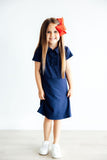 Navy S/S Polo Dress - Aaria Tees Aaria Tees