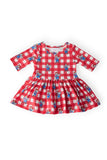 Nebraska Plaid Herbie Husker 3/4 Sleeve Twirl Bodysuit - Aaria Tees Aaria Tees