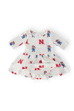 Nebraska White Herbie Husker 3/4 Sleeve Twirl Bodysuit - Aaria Tees Aaria Tees