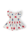 Nebraska White Herbie Husker Flutter Twirl Bodysuit Aaria Tees