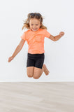 Neon Coral Ruffle Pocket Tee - Aaria Tees Aaria Tees