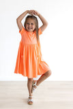 Neon Coral S/S Pocket Twirl Dress - Aaria Tees Aaria Tees