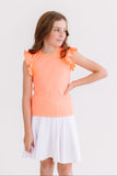 Neon Coral S/S Ruffle Tee - Aaria Tees Aaria Tees