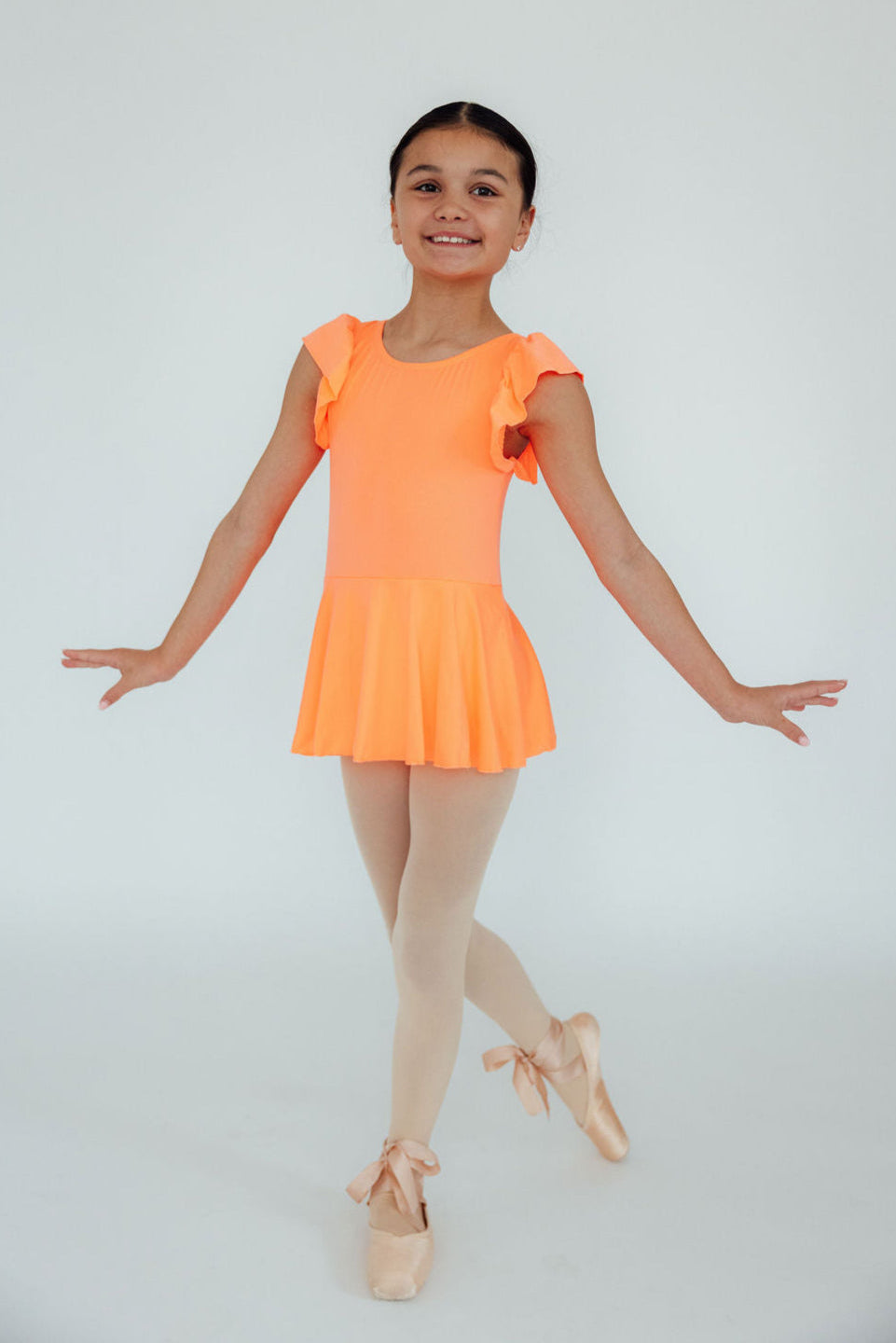 Neon Coral S/S Twirl Leotard - Aaria Tees Aaria Tees