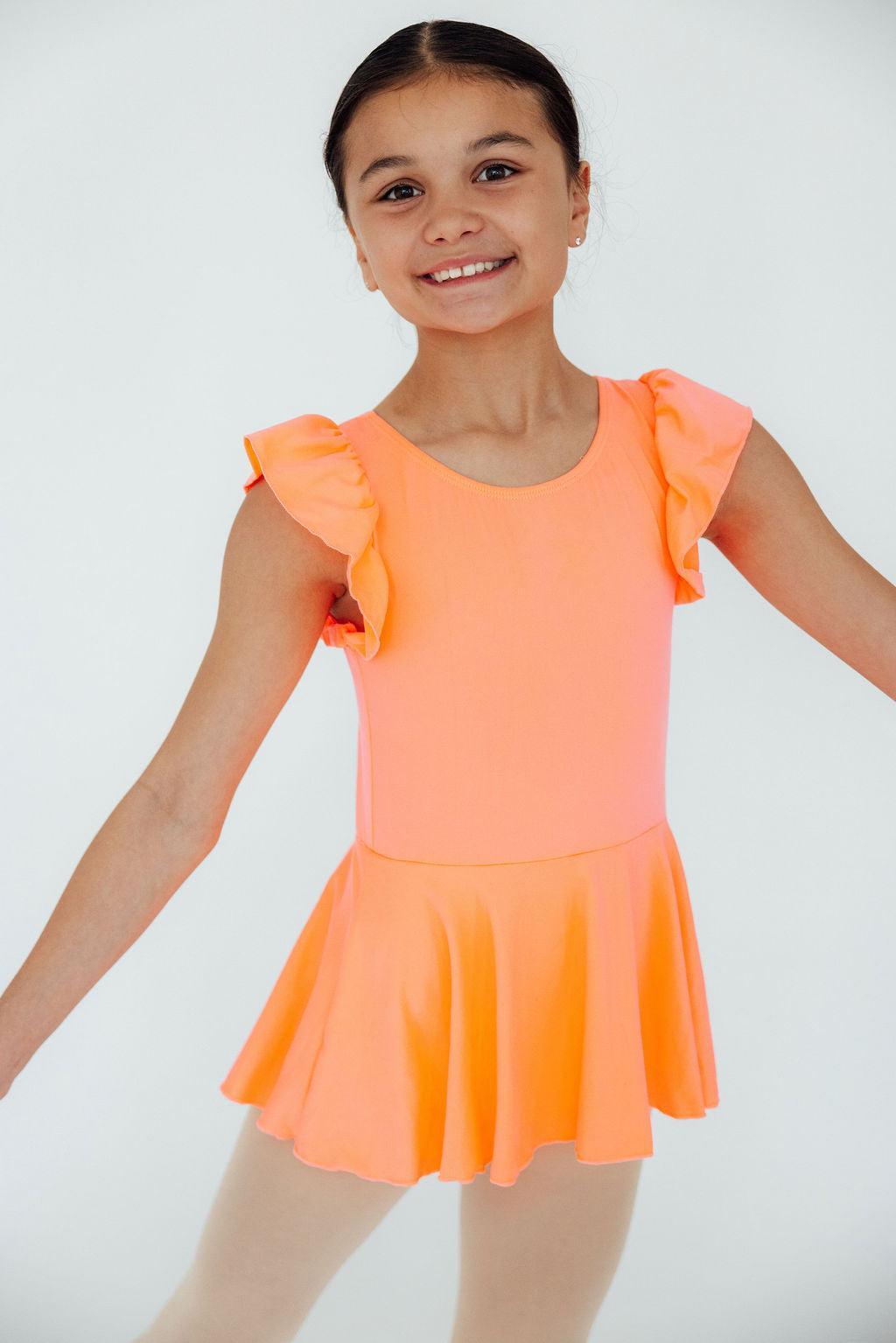 Neon Coral S/S Twirl Leotard - Aaria Tees Aaria Tees
