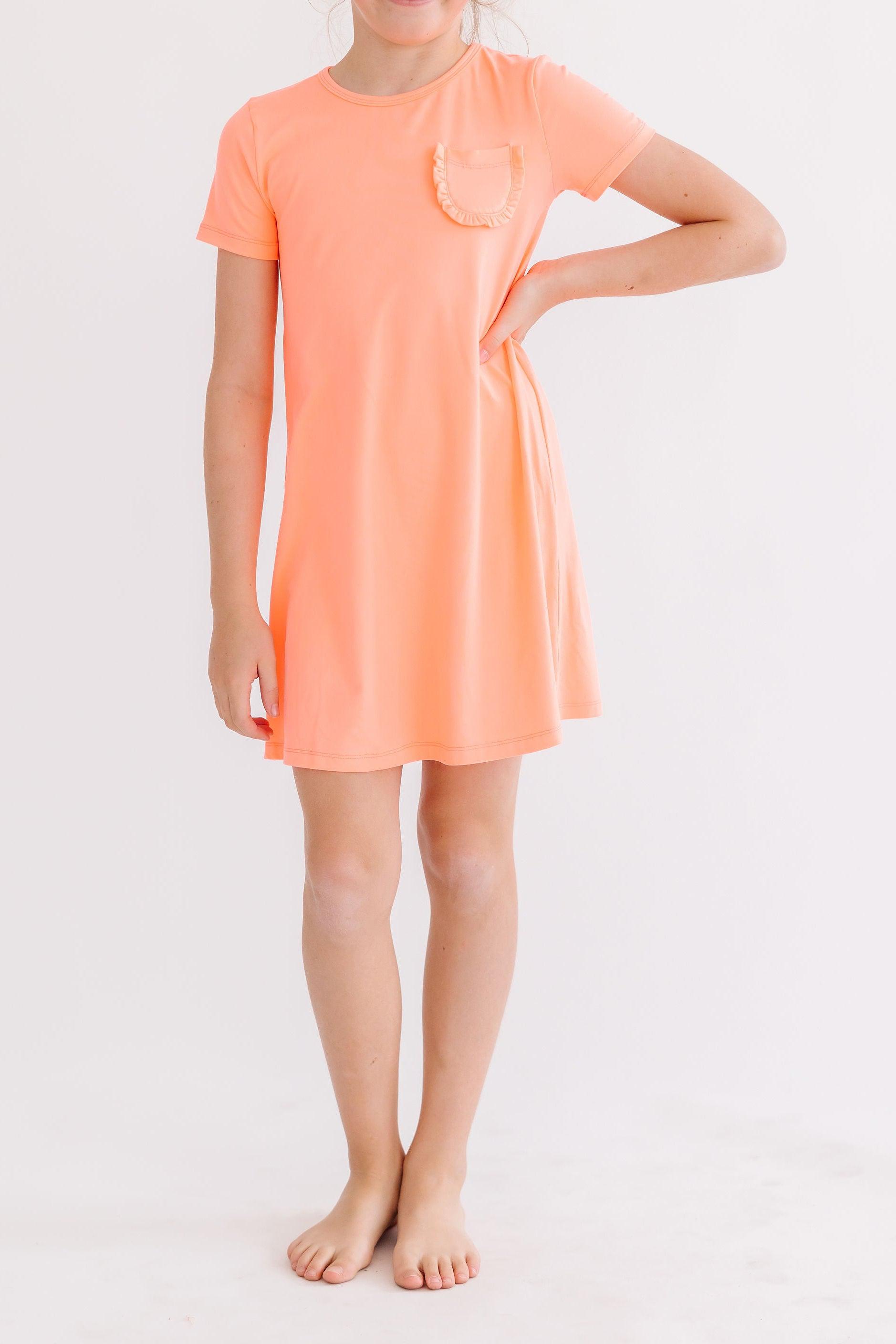 Neon Coral T-Shirt Dress - Aaria Tees Aaria Tees