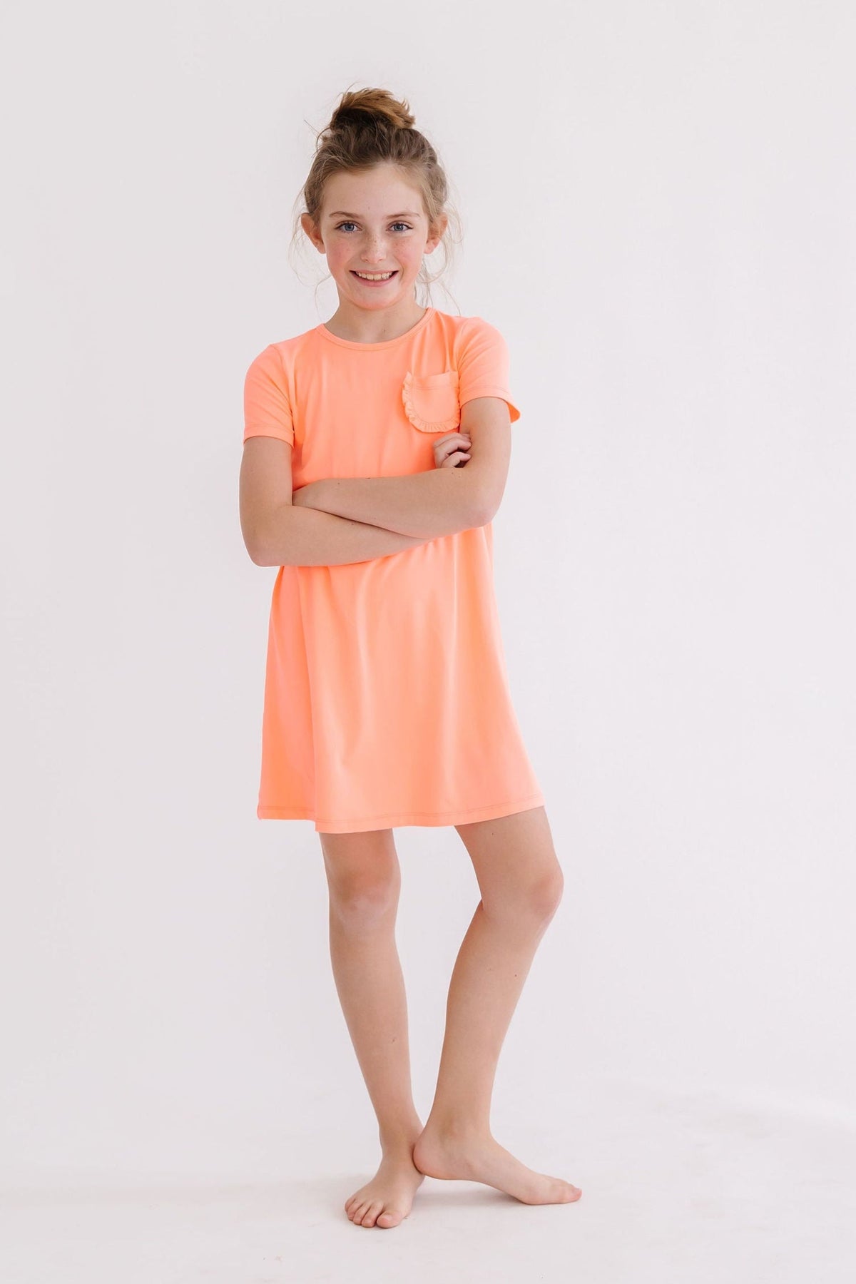 Neon Coral T-Shirt Dress - Aaria Tees