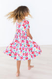 Neon Floral S/S Pocket Twirl Dress - Aaria Tees Aaria Tees