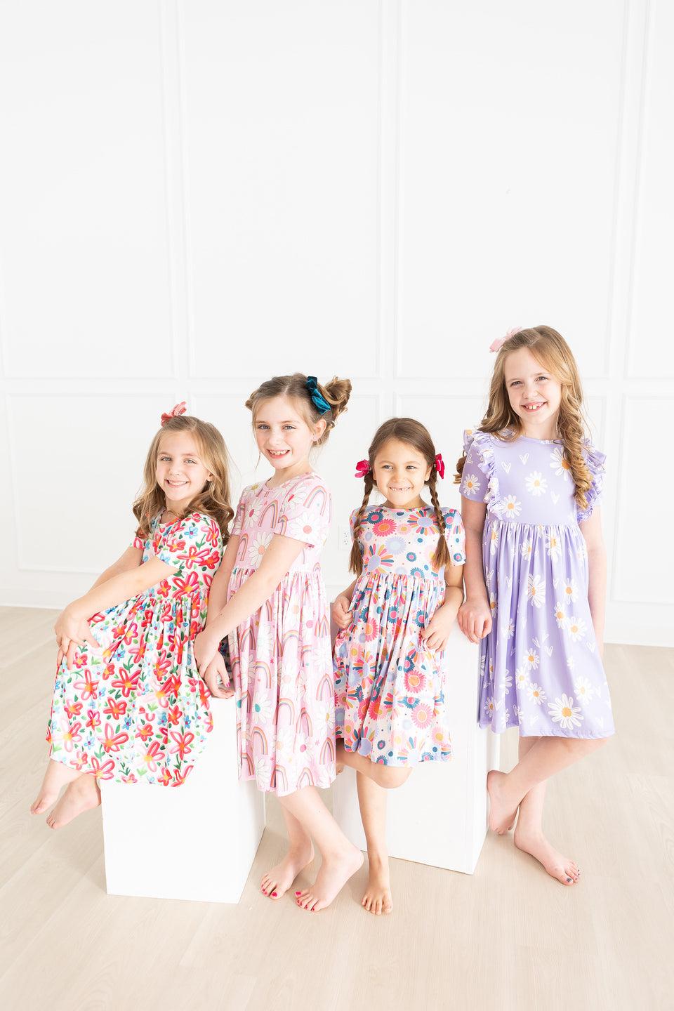 Neon Floral S/S Pocket Twirl Dress - Aaria Tees Aaria Tees
