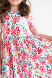 Neon Floral S/S Pocket Twirl Dress - Aaria Tees Aaria Tees