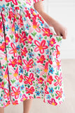 Neon Floral S/S Pocket Twirl Dress - Aaria Tees Aaria Tees