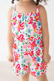 Neon Floral Strappy Play Romper - Aaria Tees Aaria Tees