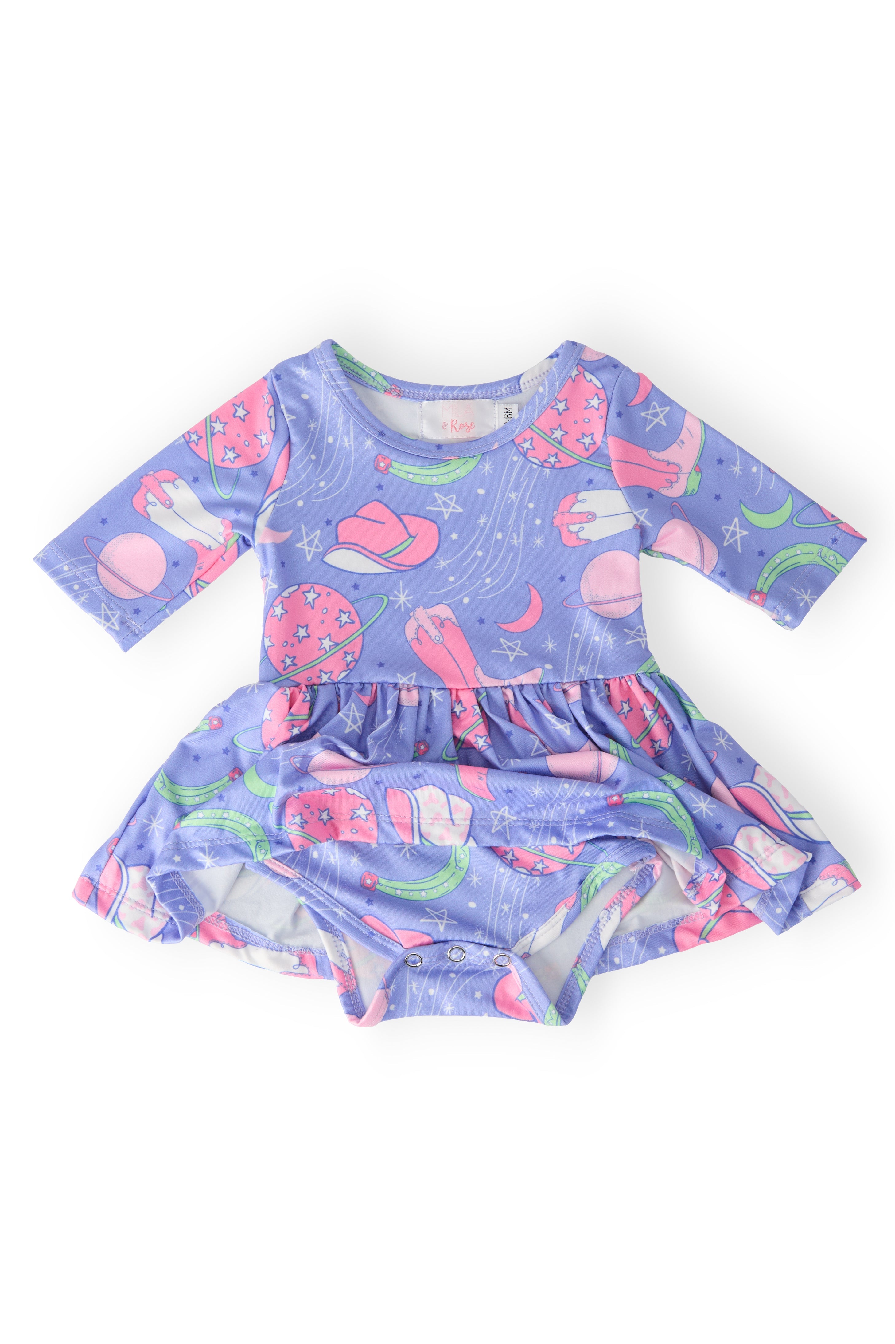 SALE Neon Moon 3/4 Sleeve Twirl Bodysuit - Aaria Tees Aaria Tees