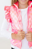Neon Pink Checker Puffer Vest - Aaria Tees Aaria Tees