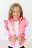 Neon Pink Checker Puffer Vest - Aaria Tees Aaria Tees