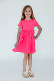 Neon Pink S/S Pocket Twirl Dress - Aaria Tees Aaria Tees