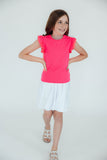 Neon Pink S/S Ruffle Tee - Aaria Tees Aaria Tees