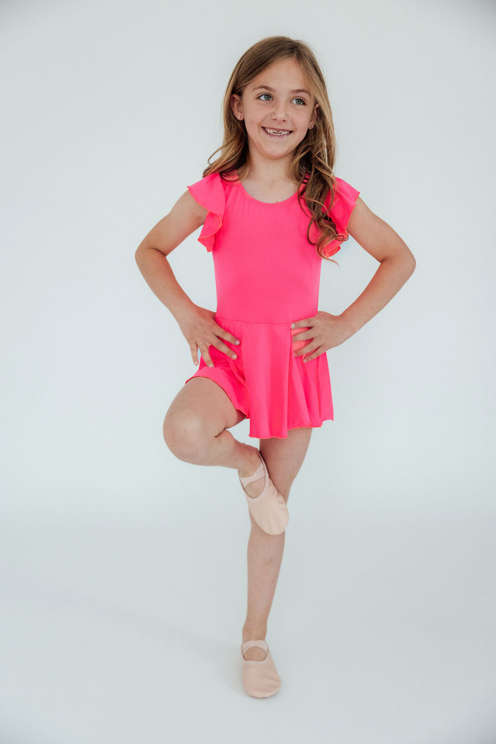Neon Pink S/S Twirl Leotard - Aaria Tees Aaria Tees