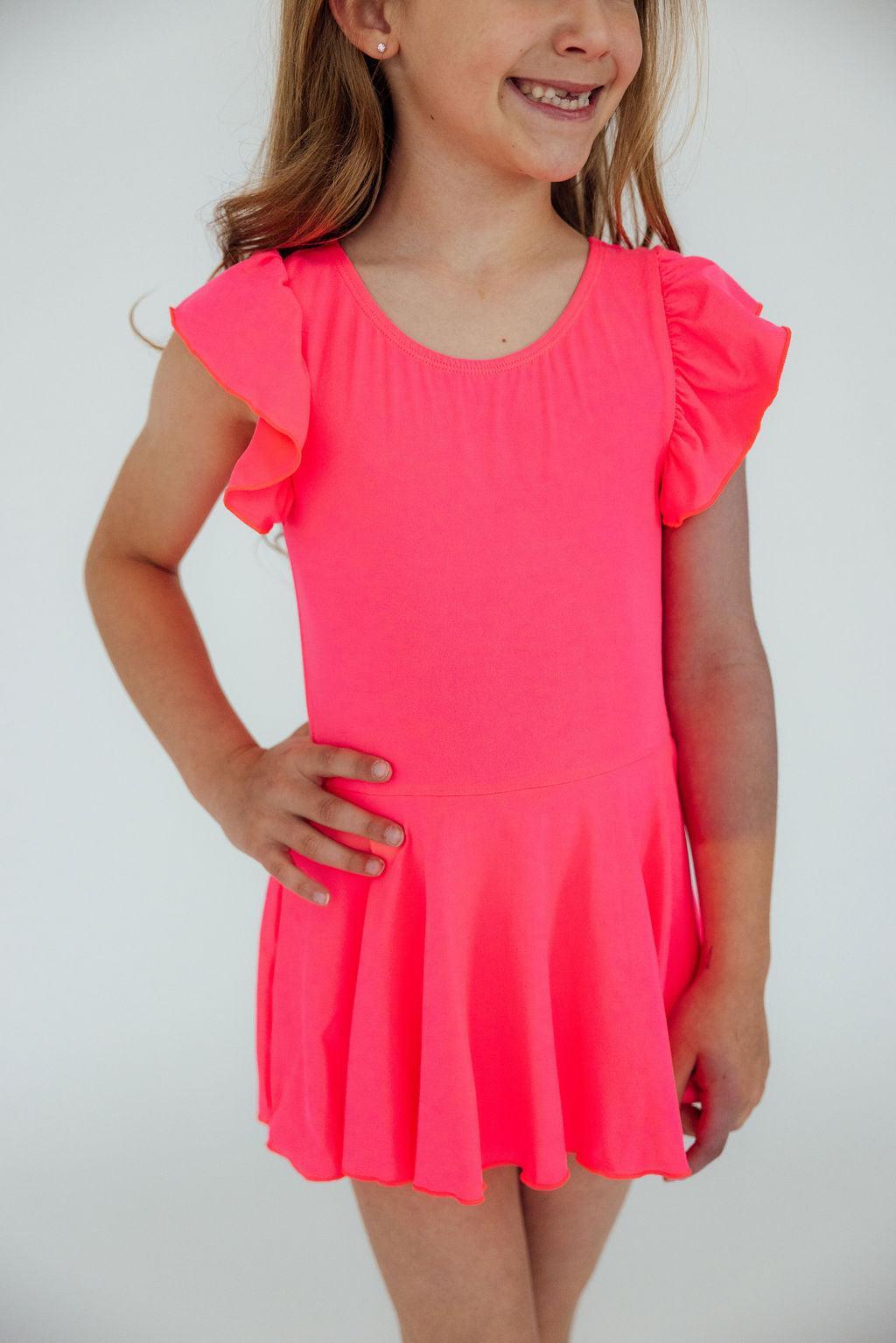Neon Pink S/S Twirl Leotard - Aaria Tees Aaria Tees