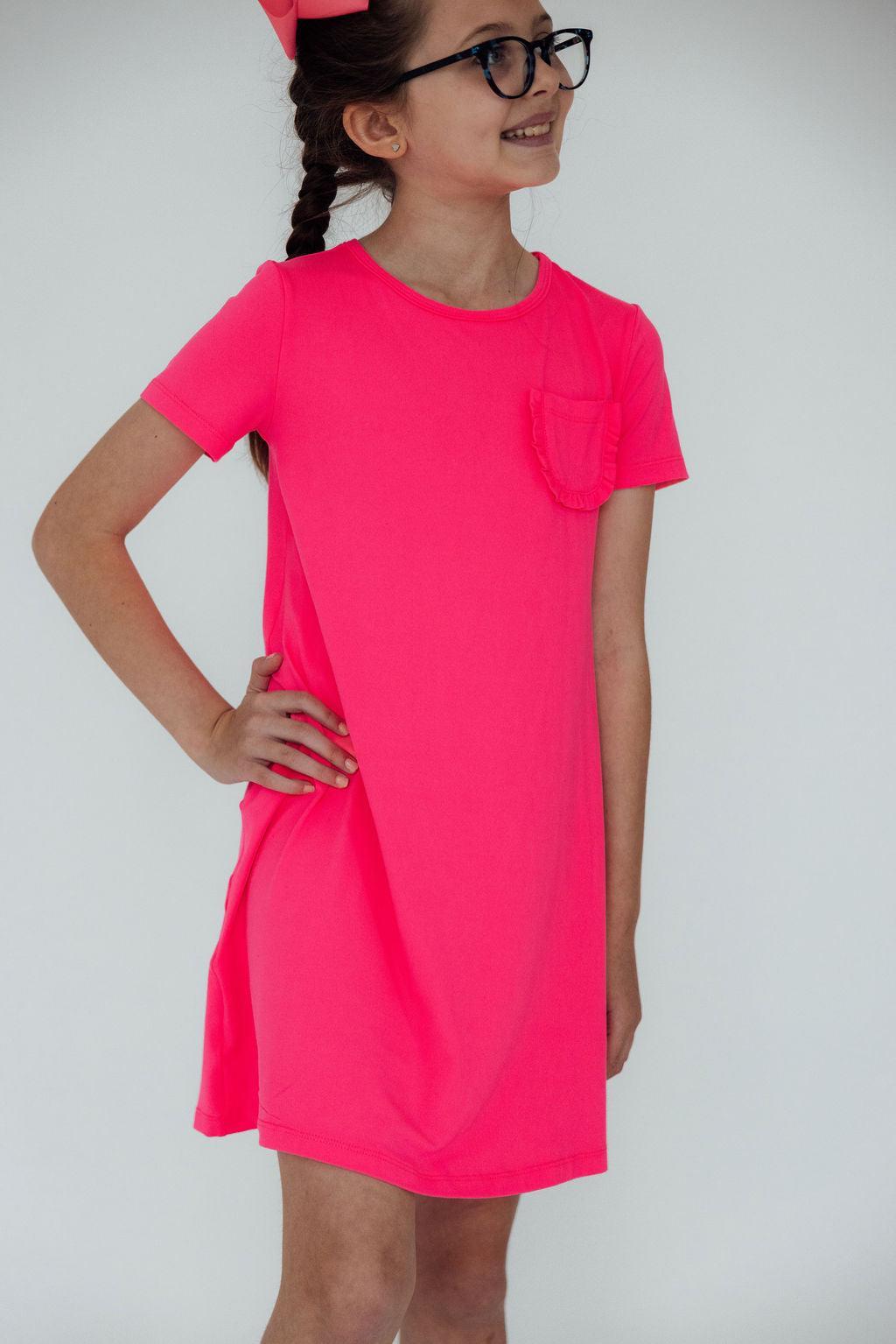 Neon Pink T-Shirt Dress - Aaria Tees Aaria Tees