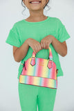 Neon Rainbow Glitter Girl's Crossbody Purse - Aaria Tees Aaria Tees
