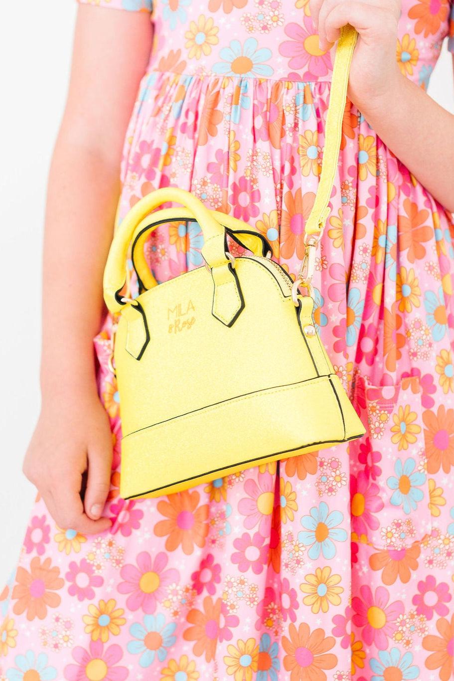 Neon Yellow Glitter Girl's Crossbody Purse - Aaria Tees Aaria Tees